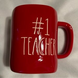 New Rae Dunn “#1 Teacher” mug. 5” Apple Red.